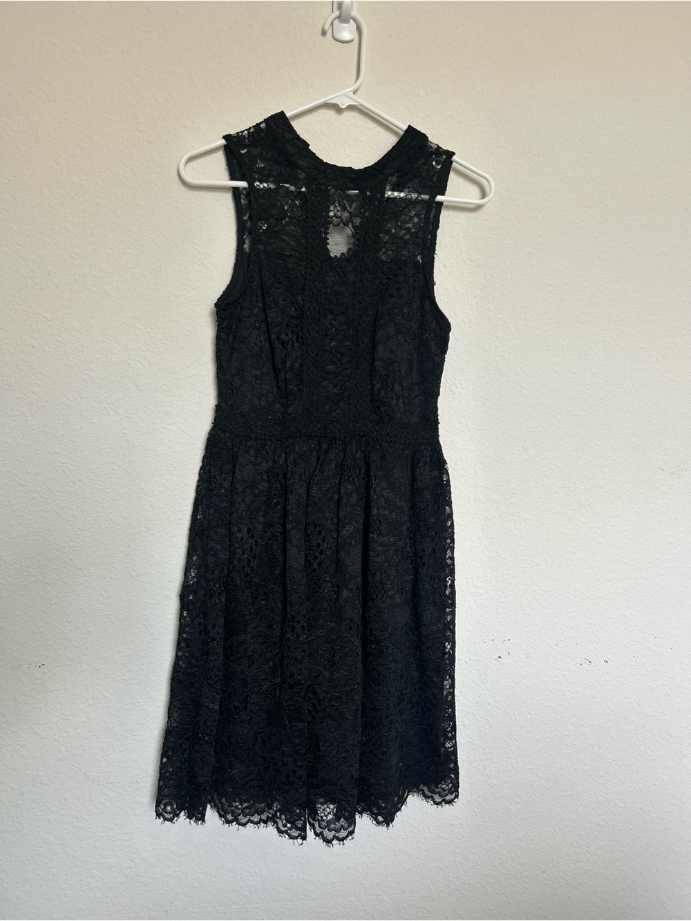 Altar'd State Black Lace Sleeveless Fit and Flare Mini Dress